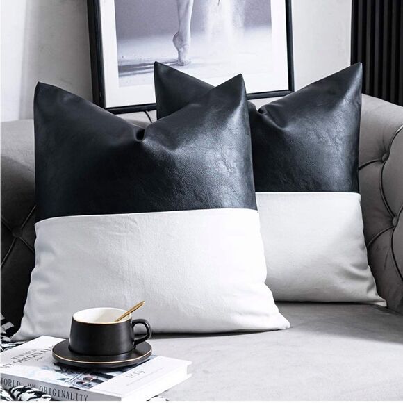 Classy Leather Throw Pillow Covers 18x18” - Picture 1 of 6